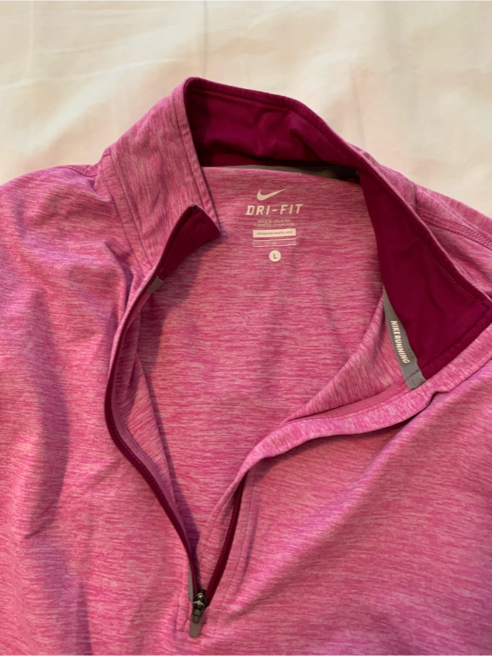 Nike Women's Pink Heather Dri-FIT Quarter Zip Pullover